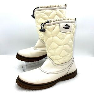 Coach Women's Quilted Cream Winter and Rain Boots